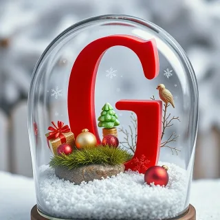 Christmas snow globe — letter G