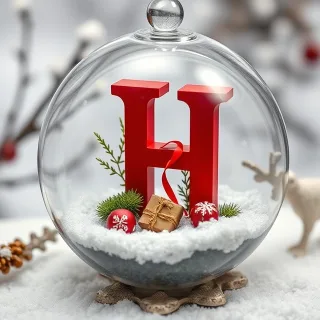 Christmas snow globe — letter H
