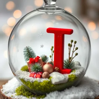 Christmas snow globe — letter I