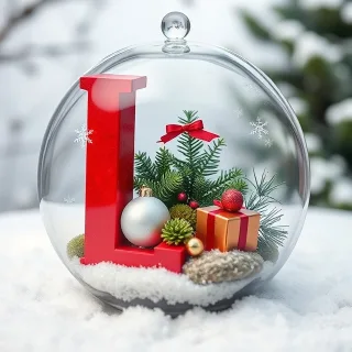Christmas snow globe — letter L