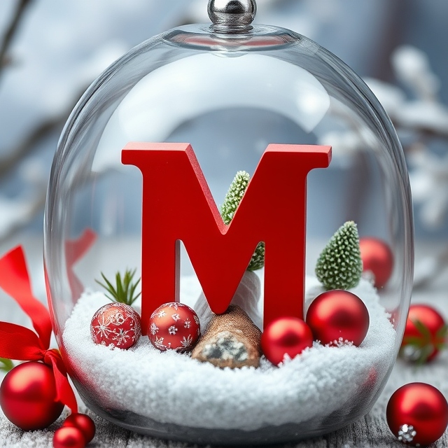 Christmas snow globe — letter M