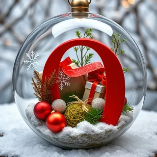 Christmas snow globe — letter O