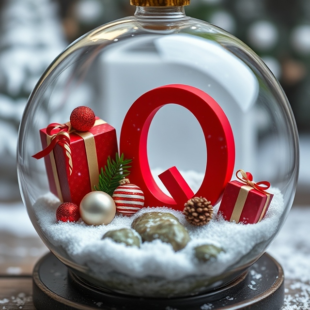 Christmas snow globe — letter Q