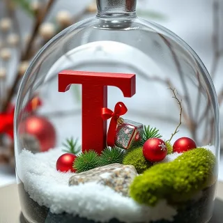 Christmas snow globe — letter T