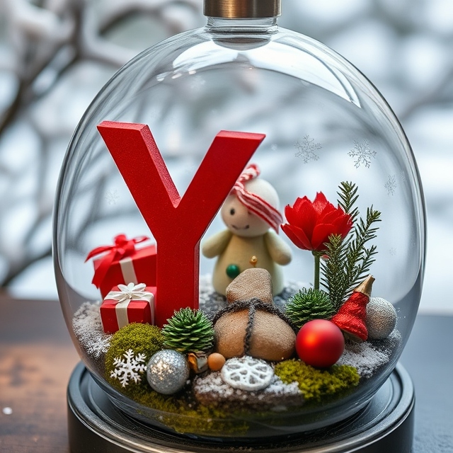 Christmas snow globe — letter Y