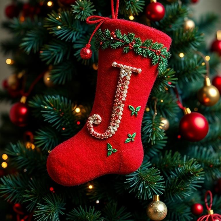 Christmas sock — letter J