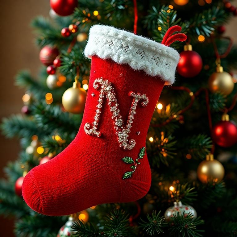 Christmas sock — letter N