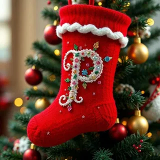 Christmas sock — letter P