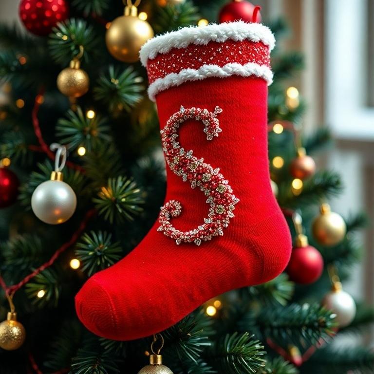 Christmas sock — letter S