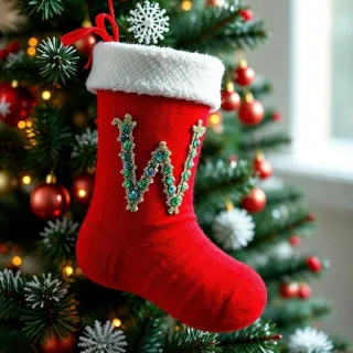 Christmas sock — letter W