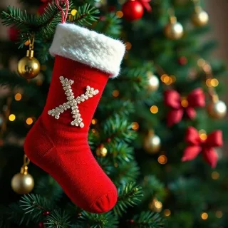 Christmas sock — letter X