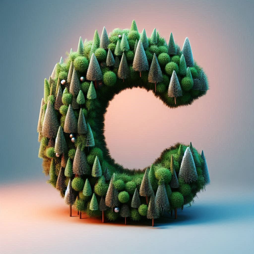 Christmas spruce — letter C (variant 2)