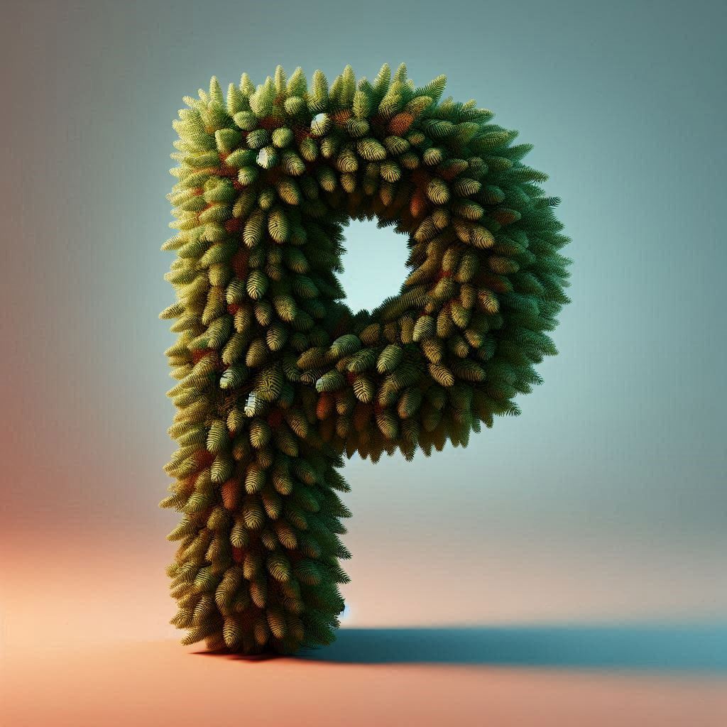 Christmas spruce — letter P (variant 2)