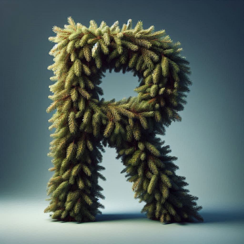 Christmas spruce — letter R (variant 2)