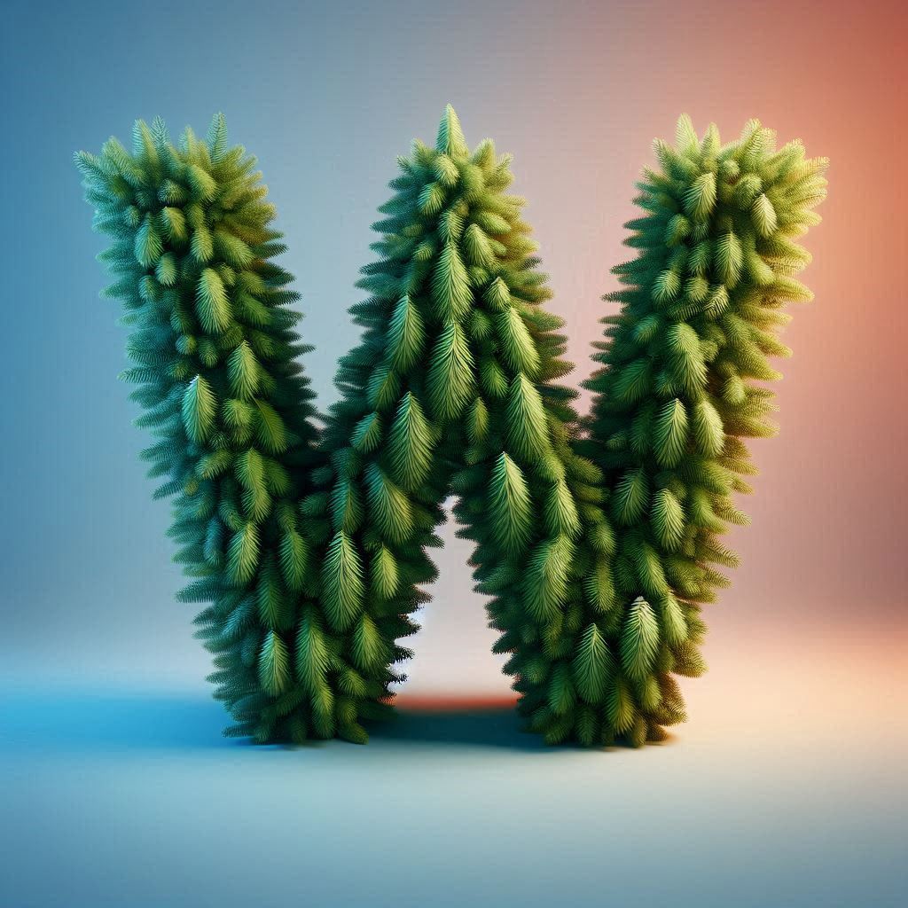 Christmas spruce — letter W (variant 2)