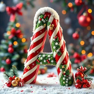 Christmas stick candy — letter A