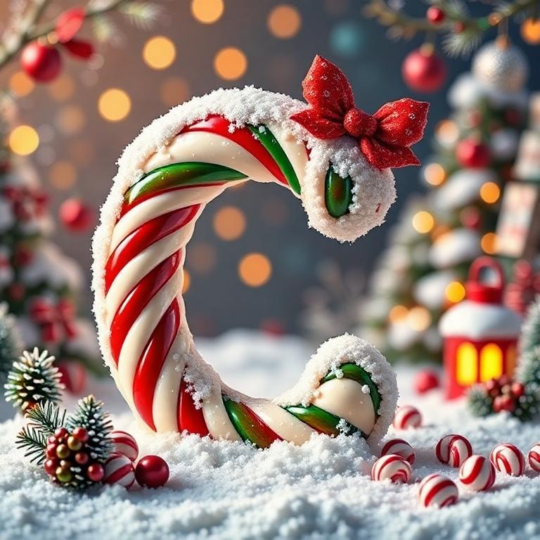 Christmas stick candy — letter C