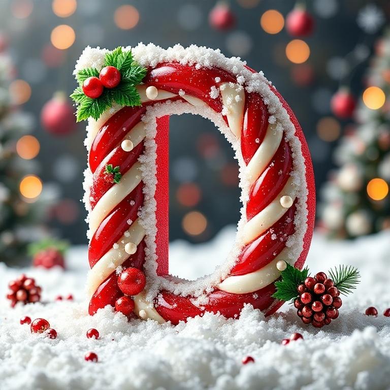 Christmas stick candy — letter D