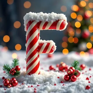 Christmas stick candy — letter F