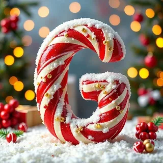Christmas stick candy — letter G