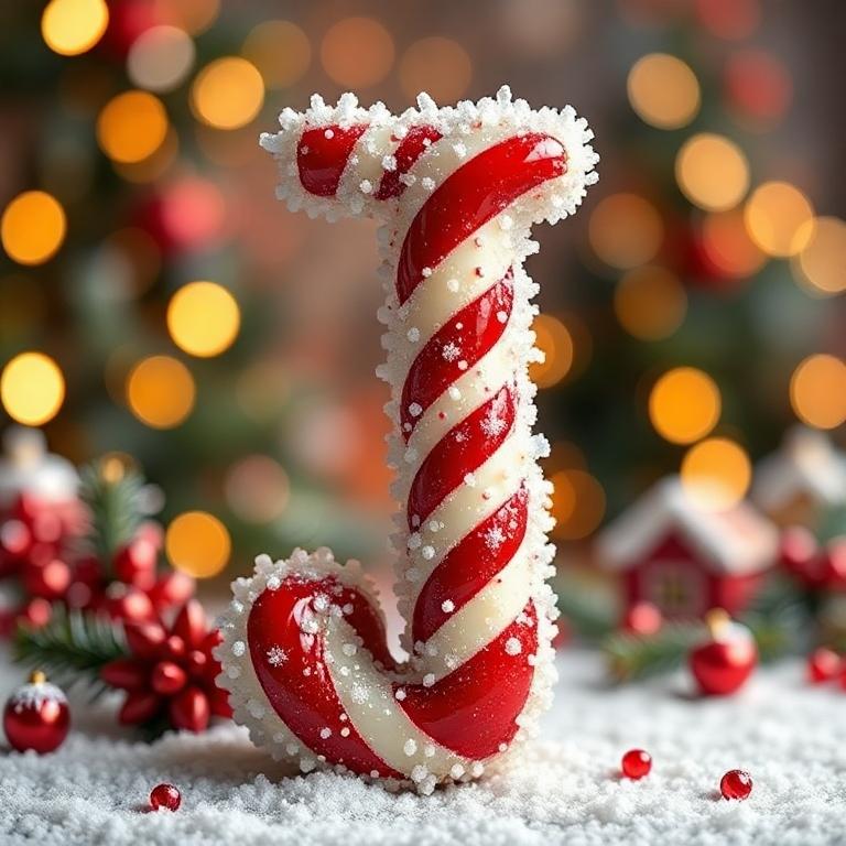 Christmas stick candy — letter J