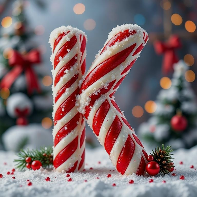 Christmas stick candy — letter K