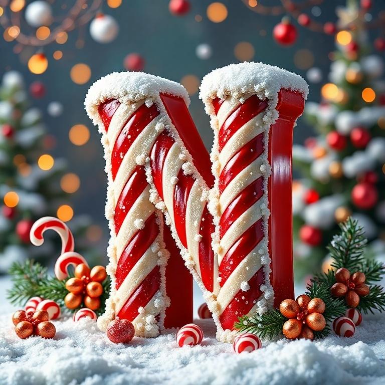 Christmas stick candy — letter N