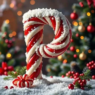 Christmas stick candy — letter P