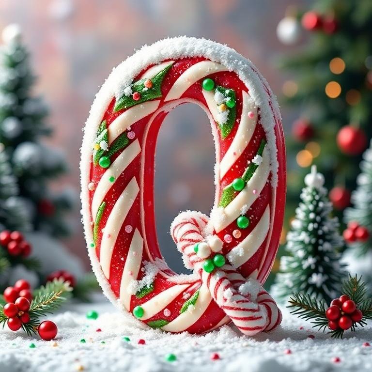 Christmas stick candy — letter Q