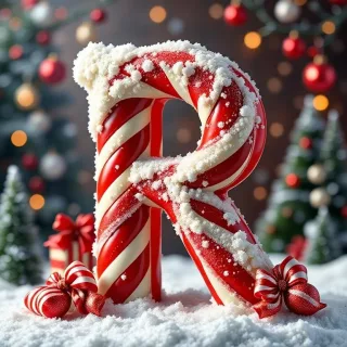 Christmas stick candy — letter R
