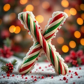 Christmas stick candy — letter X