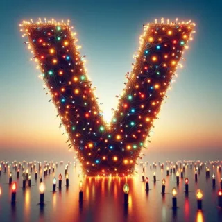 Christmas tree lights — letter V