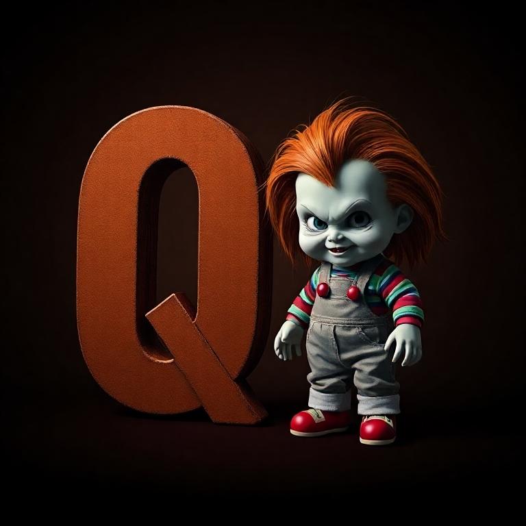 Chucky doll — letter Q