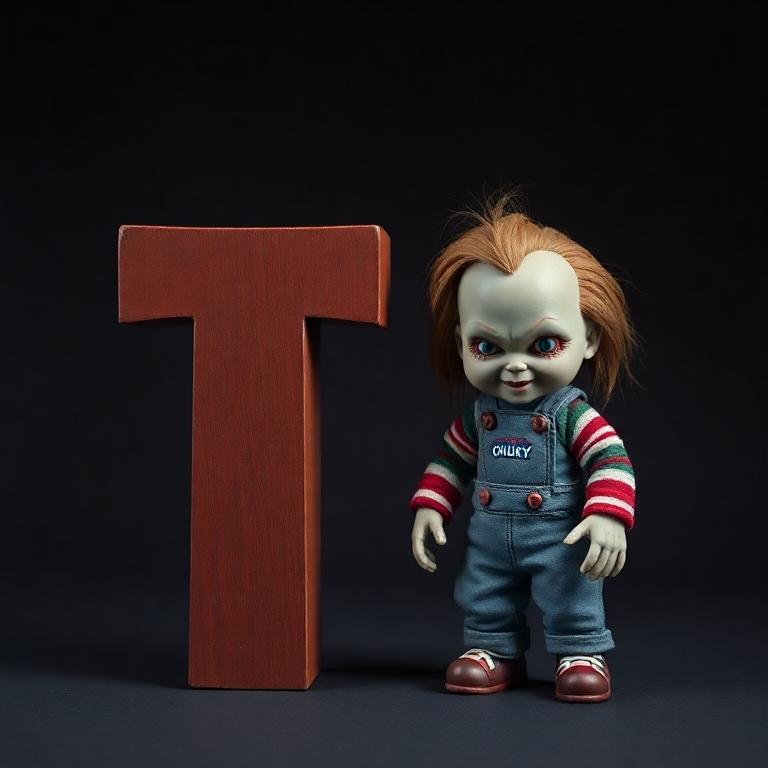 Chucky doll — letter T