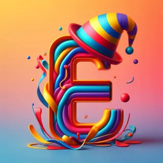 Clown hat — letter E (variant 2)