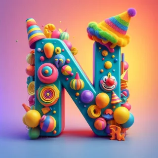 Clown hat — letter N (variant 2)