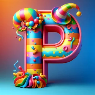 Clown hat — letter P (variant 2)