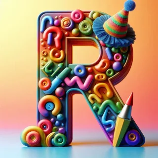 Clown hat — letter R (variant 2)