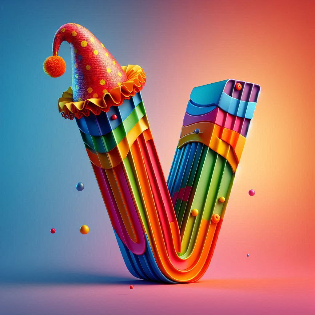 Clown hat — letter V (variant 2)