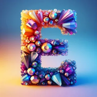 Colored crystal — letter E