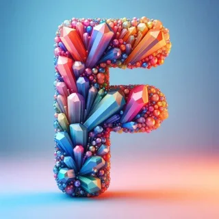 Colored crystal — letter F