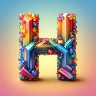 Colored crystal — letter H