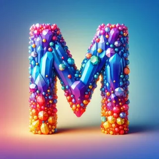 Colored crystal — letter M