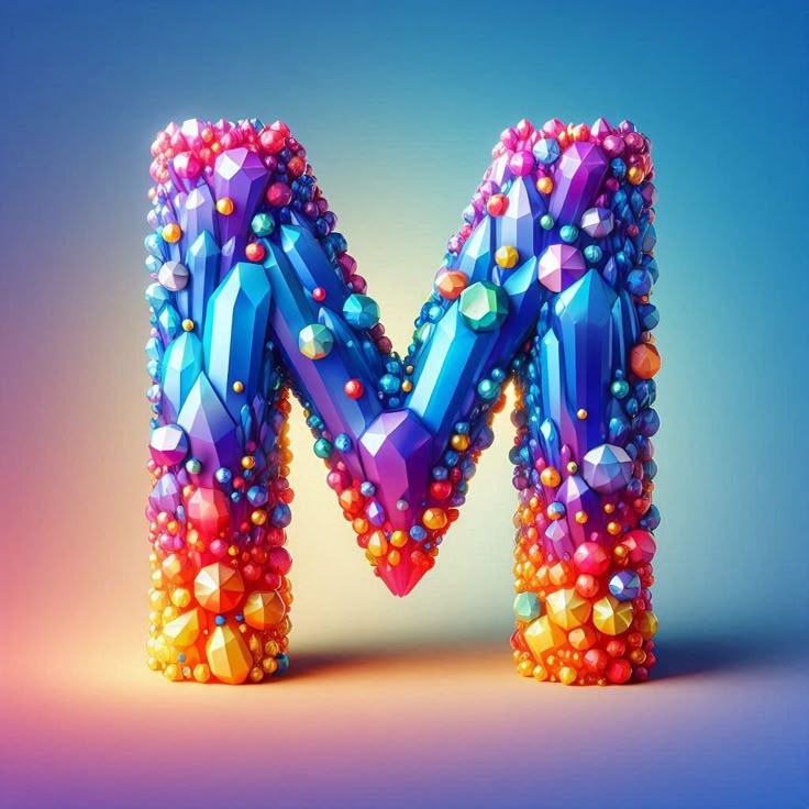 Colored crystal — letter M