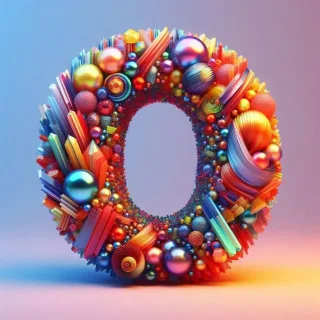 Colored crystal — letter O