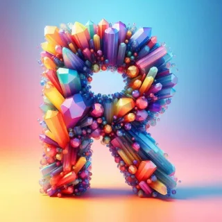 Colored crystal — letter R