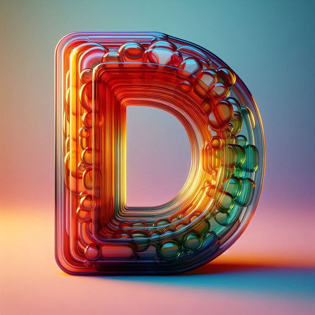 Colored glass — letter D