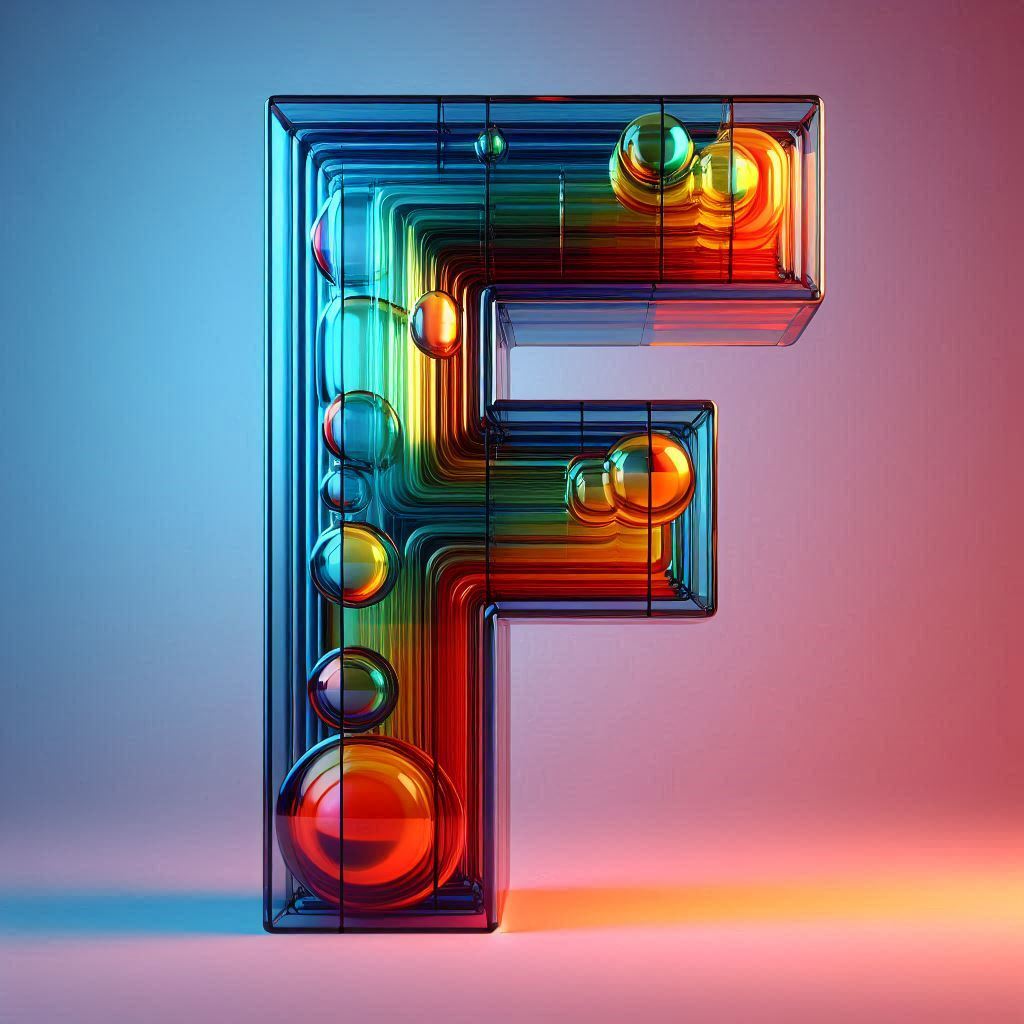 Colored glass — letter F
