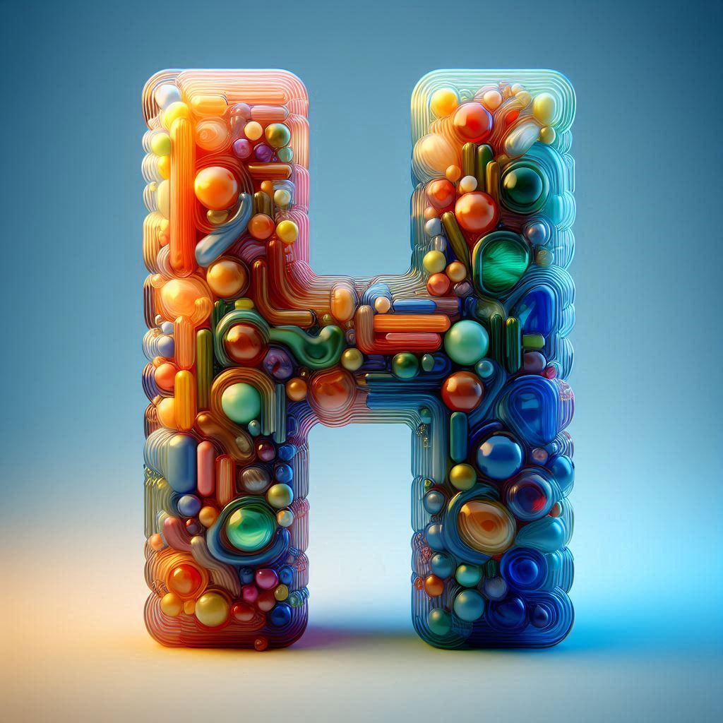 Colored glass — letter H