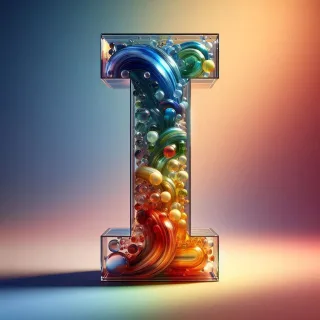 Colored glass — letter I